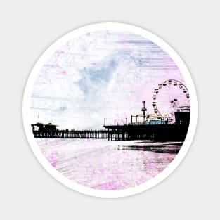 Pink Grunge Santa Monica Pier Magnet